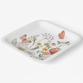 ピンクの桃の花のワイルドフラワースクエア ペーパープレート (傾斜あり)