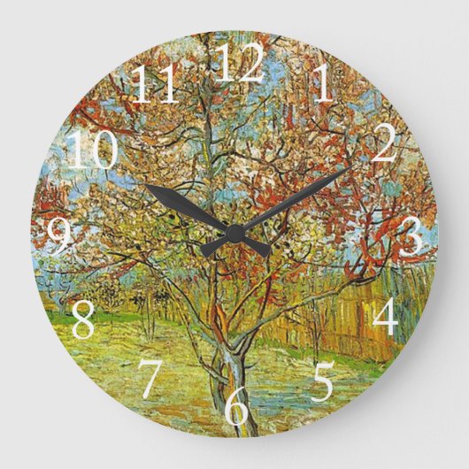 ピンクの桃の花の回想マヴェ ラージ壁時計 (正面)