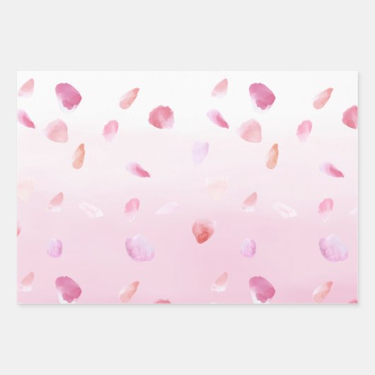 ピンクの桃の花の花びらを飾った美しい花のブライダルシャワー ラッピングペーパーシート (正面3)