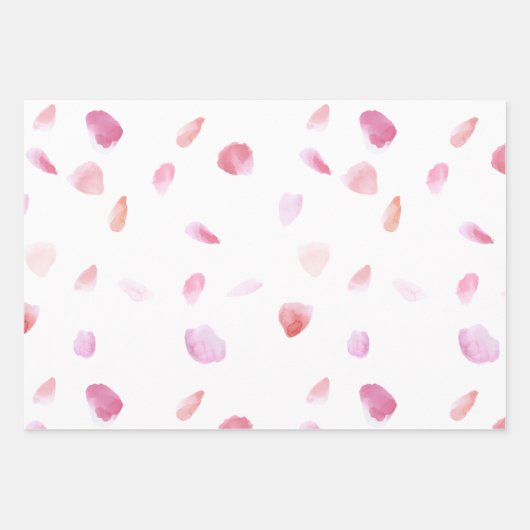 ピンクの桃の花の花びらを飾った美しい花のブライダルシャワー ラッピングペーパーシート (正面2)