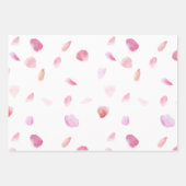 ピンクの桃の花の花びら フローラル ブライダルシャワー ラッピングペーパーシート (正面2)