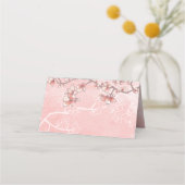 ピンクの桃の花ロマンチックな花模様アジ結婚アン プレイスカード (裏面)