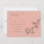 ピンクの桃の花中国の結婚式RSVPカード 出欠カード (正面)