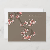 ピンクの桃の花中国の結婚式RSVPカード 出欠カード (裏面)