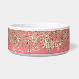 ピンクの桃の金ゴールドレースのスパークエレガントル ボウル