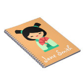 ピンクの桃アクアコケシ日本の人形 ノートブック (右側)