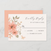 ピンクの桃フローラ 出欠カード (正面/裏面)