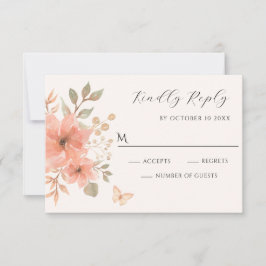 ピンクの桃フローラ 出欠カード