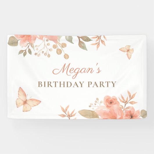 ピンクの桃フローラ 横断幕 (横)