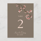 ピンクの桃結婚のテーブル番号カード ポストカード (正面)