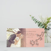 ピンクの桃結婚の花の感謝写真カード サンキューカード (スタンド正面)