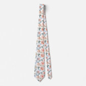 ピンクの桃色の淡い水色のバラの花のネクタイ ネクタイ (正面)