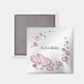 ピンクの桃色の輝くハートの幾何学的なエレガント マグネット (正面/裏面)