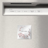 ピンクの桃色の輝くハートの幾何学的なエレガント マグネット (インサイチュ (食洗機))