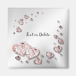 ピンクの桃色の輝くハートの幾何学的なエレガント マグネット