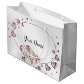 ピンクの桃色の輝くハートの幾何学的なエレガント ラージペーパーバッグ (裏面アングル)