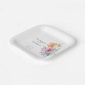 ピンクの桃色の黄色の花の咲き誇り ペーパープレート (傾斜あり)