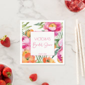 ピンクの桃色オレンジの芍薬 エレガントな結婚式前祝賀会 スタンダードカクテルナプキン (インサイチュ)