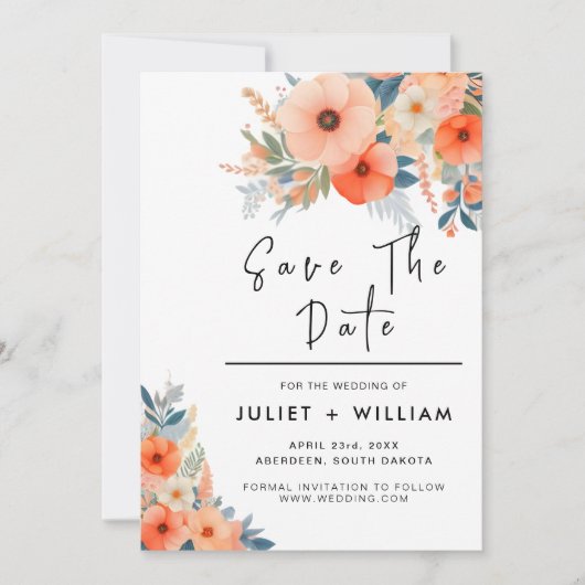 ピンクの桃70代80代90代カラフル90代結婚 セーブザデート (正面)