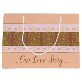 ピンクの桃 ラージペーパーバッグ