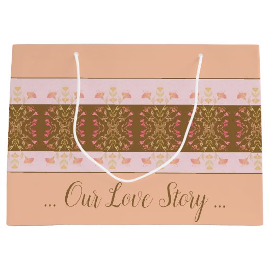 ピンクの桃 ラージペーパーバッグ (正面)