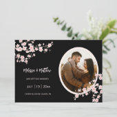 ピンクの桜とブラックの結婚式 セーブザデート (スタンド正面)