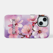 ピンクの桜とラベンダー iPhone / iPad ケース (裏面横)