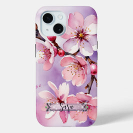 ピンクの桜とラベンダー iPhone / iPad ケース