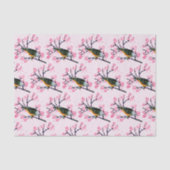 ピンクの桜と歌鳥のデコパージュ 薄葉紙 (正面)
