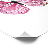 ピンクの桜と蝶々 フォトプリント            (角)