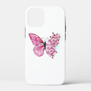 ピンクの桜と蝶々 iPhone 12 MINI ケース