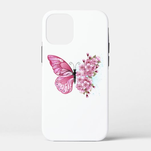 ピンクの桜と蝶々 Case-Mate iPhoneケース (裏面)