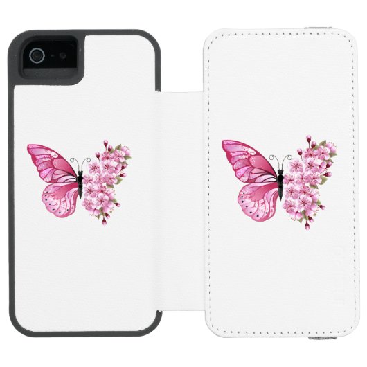 ピンクの桜と蝶々 INCIPIO iPhoneウォレットケース (フォリオ Open)