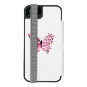 ピンクの桜と蝶々 INCIPIO iPhoneウォレットケース (フォリオ裏面)