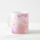 ピンクの桜と蝶のマグカップ | 花柄 スプリング コーヒーマグカップ (正面左)