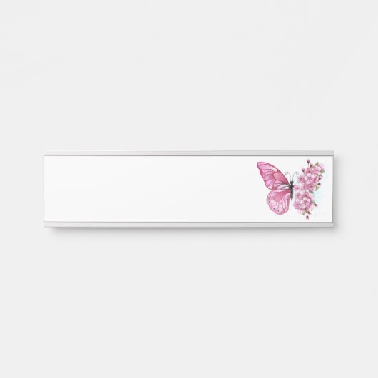 ピンクの桜と蝶 サインプレート (正面)