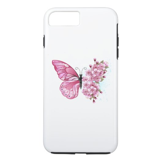 ピンクの桜と蝶 Case-Mate iPhoneケース (裏面)
