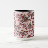 ピンクの桜と鳥 マグカップ (中央)