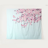 ピンクの桜のイラスト風景 タペストリー (正面(横))