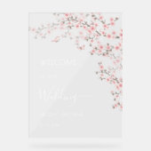 ピンクの桜のウェディング アクリルサイン (正面)