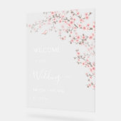 ピンクの桜のウェディング アクリルサイン (傾斜)