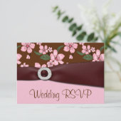 ピンクの桜のウェディング　ＲＳＶＰ　招待状 出欠カード (スタンド正面)