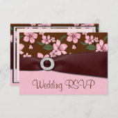 ピンクの桜のウェディング　ＲＳＶＰ　招待状 出欠カード (正面/裏面)