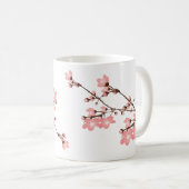 ピンクの桜のクラシックで白いマグ コーヒーマグカップ (正面右)