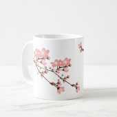 ピンクの桜のクラシックで白いマグ コーヒーマグカップ (正面左)