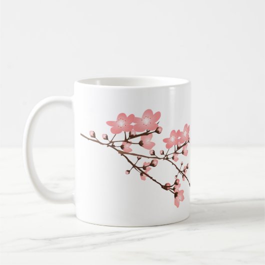 ピンクの桜のクラシックで白いマグ コーヒーマグカップ (左)