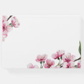 ピンクの桜のグリーン ブライダルシャワー ゲストブック (裏面)