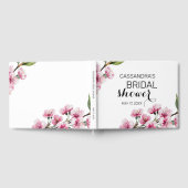 ピンクの桜のグリーン ブライダルシャワー ゲストブック (全面)