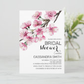 ピンクの桜のグリーン ブライダルシャワー 招待状 (スタンド正面)