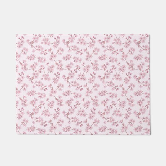 ピンクの桜のシームレスな花柄 ドアマット (正面)